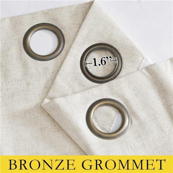 Natural Linen Curtains 45" Long with Noise Reducing for Small Window, 52" Wide - Picture 5 of 7